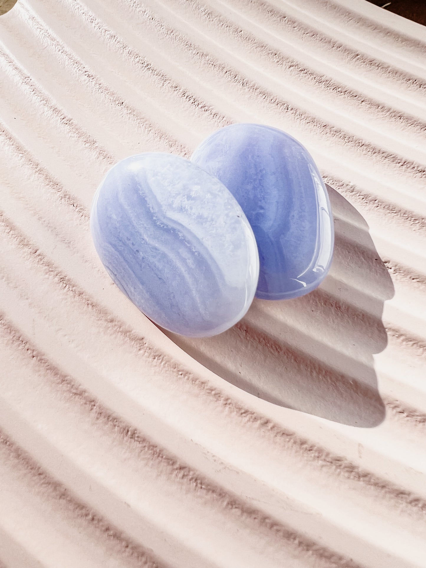 Blue Lace Agate Palm Stone